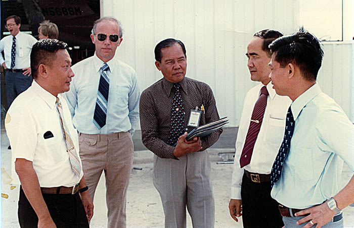 1979: Me with RTAF officers at San Antonio, including Colonel Cherd, Director of Photography.